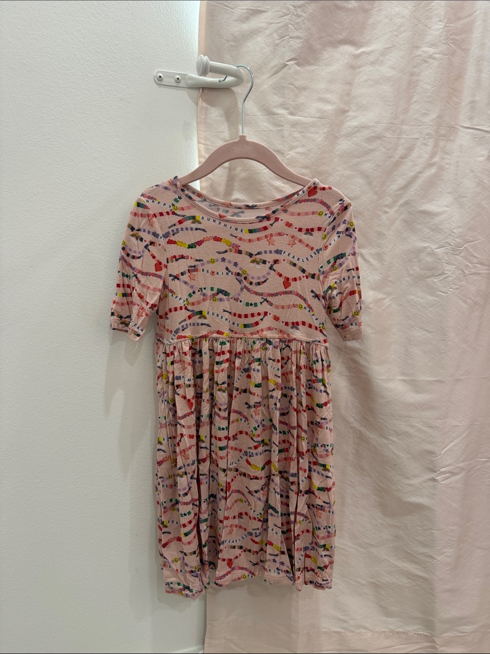 Pink Chicken Pink Multi-Color Wave Print Cotton Dress